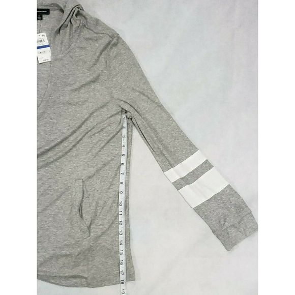 INC Womens Cardigan Gray Varsity Hooded Ribbed - Picture 8 of 8